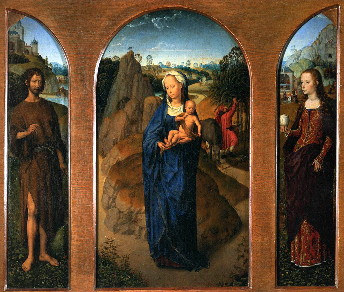 triptych of the rest on the flight into egypt
